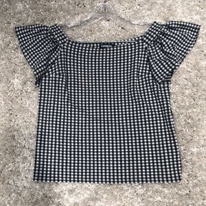 EXPRESS Buffalo Plaid squares short sleeve top